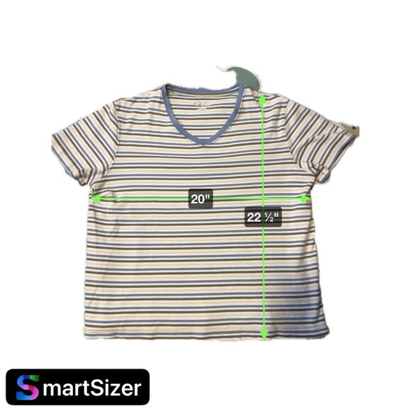 Kim Rogers Multicolor Striped V Neck Short Sleeve Top Sz M - Picture 7 of 7